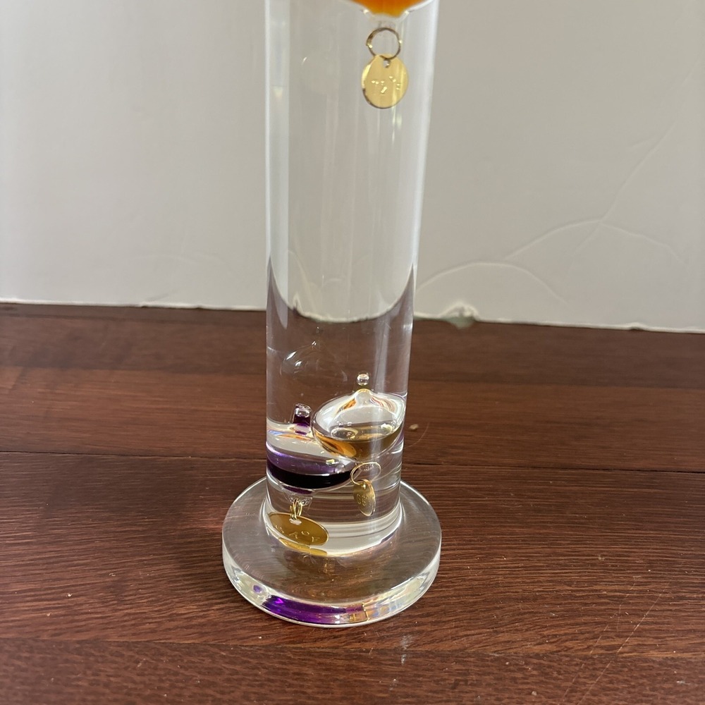 Galileo Thermometer Sink Glass Orb Floating Glass Bubbles 13" Tall Free Standing - Picture 2 of 7